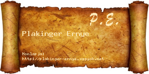 Plakinger Ernye névjegykártya